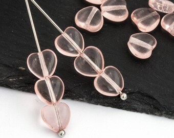 Perle de coeur rose de 8mm, perle de verre pressé tchèque, perle de charme, coeur de Valentine, perle de Boho, bijoux de bricolage, 30pc, 4164G CG3-8
