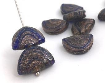 Murano lampwork kraal, vintage kraal, Venetiaanse glaskraal, tweekleurige handgemaakte focale kraal sieraden maken kraal koperblauw 1pc LW042 LW2