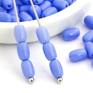 50 Blue Oval Glass Bead, Czech Pressed Bead, Bohemian Bead, Jewelry Making Bead, Bulk Bead, Wholesale Bead, 4x6, 3730C, CC7-3