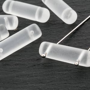 4 Frosted Clear Czech Glass Tube Bead 7x26 Two Hole Bead Bead Separator Bar Spacer Bar, Cylinder Bead Connector Bead DIY Jewelry 1568M CM6-3