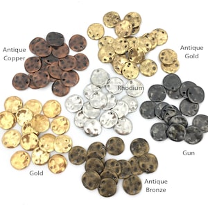 11mm gehämmert Anhänger, Kreis Charme Rohling, gehämmert Runde Kreis Anhänger, Silber Anhänger, Gold Anhänger, Bronze Kupfer Scheibe, 8 Stück, 1-4 / 11
