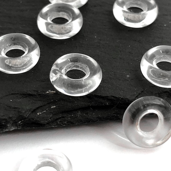 20 Clear Donut Ring Bead, Large Hole Bead, Round Spacer, Czech Glass Bead, Bohemian Bead, DIY Bead, Jewelry Making, 3x9, 1599M CM6-4