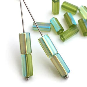 20 Long Tube Bead, Glass Tube Bead, Geometric Bead, Polygon Bead, Czech Bead, Bohemian Bead, DIY Bead supply, 5x10, A0064F, AF3-4
