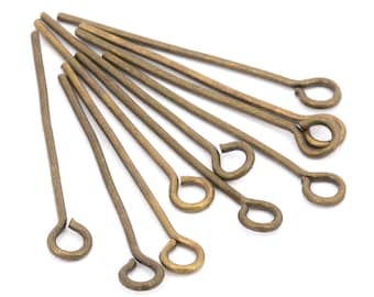 30mm Antique bronze Eye Pin, Copper Findings, Jewelry Component, Beading Supplies, 21 Gauge, DIY Craft, JewelryMaking, Wholesale