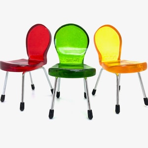 Miniature Chair Dollhouse Furniture Chair Lucite Plastic Chair Jewelry Display Collectibles Red Green Yellow