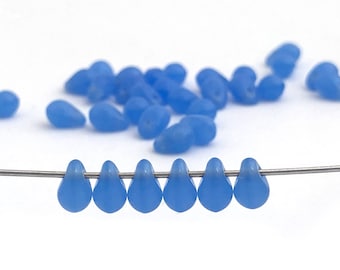 100 Opal Blau Tropfen Perle, Böhmisches Glas Tropfen, Charm Bead, Boho, DIY Handwerk, Schmuckherstellung, 4x6, 3663C CC7-6