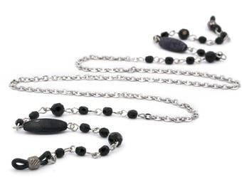 Black Silver Eyeglass Chain, Eyeglass Holder Necklace, Beaded Lanyard, Sunglass Chain, Gift For Her, EC003 LC2-4