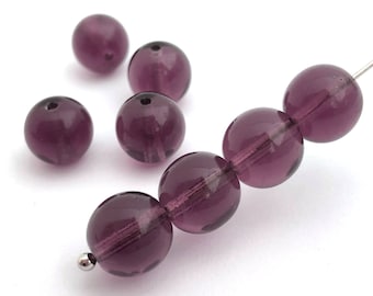 15 Lila Glasperle Vintage Tschechische Perle Glatte Runde Spacer Boho Perle Schmuckherstellung Bead 9mm 4229D CD1-3
