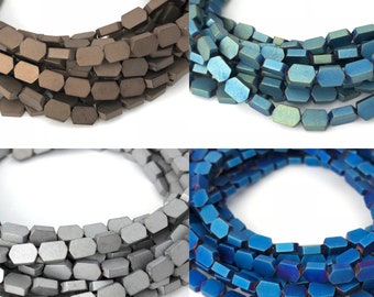 4x6 Matte Hematite Spacer Bead, Geometric Bead, Hexagon Bead, Flat Bead, Metallic Bead, Gemstone Bead, Jewelry Making Bead, HM009, RN
