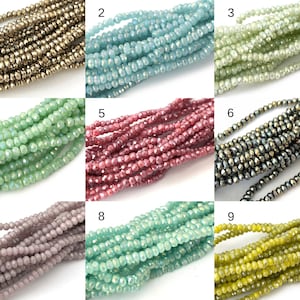1 filo completo di perline rondelle sfaccettate, perline di vetro da 2 mm, perline distanziatrici, forniture per perline fai da te, rosso, verde, blu, marrone, rosa, CC313, CH8-8