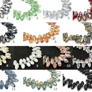 20 Top Drilled Briolette Bead, Crystal Glass Teardrop Bead, Faceted Teardrop, Charm Bead, Jewelry Making Bead, 6x12, 14 Color, CC300, CH8-8
