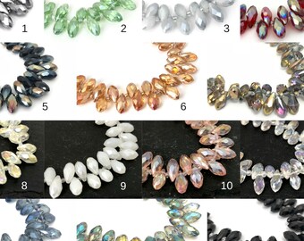 20 Top Drilled Briolette Bead, Crystal Glass Teardrop Bead, Faceted Teardrop, Charm Bead, Jewelry Making Bead, 6x12, 14 Color, CC300, CH8-8