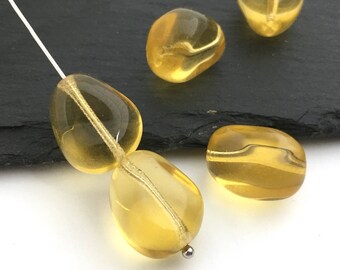 Brown Swirl Nugget Czech Pressed Glass Beads 8mm pack of 30