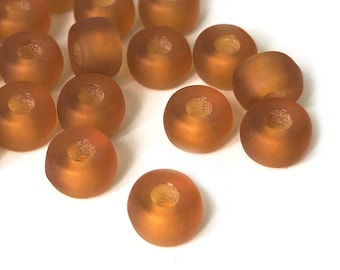 50 Frosted Brown Pony Beads, Crow Beads, 4x6 Large Hole Macrame Beads, Vintage Czech Glass Beads, Spacer Beads, Bulk, Wholesale, 1804E CE2-8