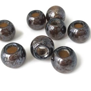 10 Large Hole Pony Beads 10x12 Macrame Beads Dark Brown Etsy