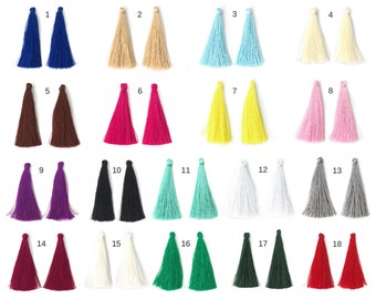 6 Silky Tassel, 3 inch Jewelry Making Tassels, Handmade Long Tassels, Earring Tassels, Necklace Tassels, 18 Colors, 1-4/3