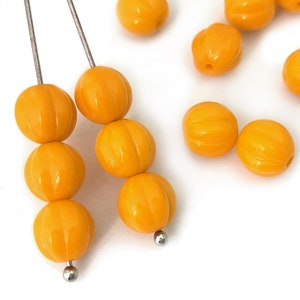 20pc 8mm Melon Beads, Round Spacer Beads, Czech Glass Beads, Vintage Beads, Bohemian Beads, Craft Beads, Opaque Yellow 4071J CJ5-4