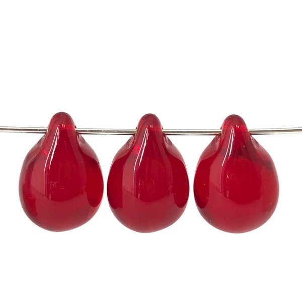 Red Glass Teardrop, Big Drop Bead, Czech Teardrop Bead, Curtain Bead, Chandelier Bead, Diy Craft, 10x14, 8pc, 2814B CB1-2