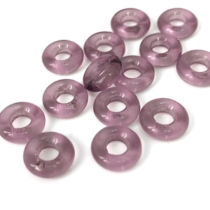 3x9 Amethyst Purple Donut Ring, Vintage Czech Beads, Big Hole Spacer, 20pcs, 4264D, CD1-8