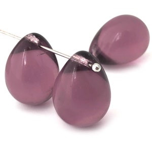 4 Large Purple Teardrop Vintage Czech Beads Glass Drop Beads Chandelier Beads Jewelry Making Beads 13x18 1992D CD1-3