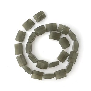10 Rectangle Glass Bead, Geometric Bead, Pillow Bead, Spacer Bead, Jewelry Making Bead, DIY Craft, Milky Gray, CC308, CH8-8