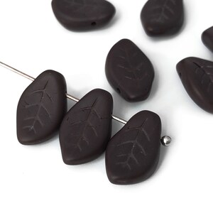 15 Dark Purple Leaf Bead Vintage Czech Glass Leaf Matte Frosted Nature Bead Bohemian DIY Craft Jewelry Making Bead, 9x15, 3815A CD1-1