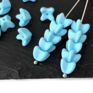 30 Czech Glass Flower Opaque Sky Blue, Flower Spacer Bead, Vintage Czech Beads, Jewelry Making Bead, DIY Craft, A0129C AC2-3