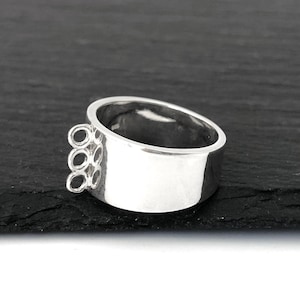 Anello in argento 925 con penzolante, anello Cha Cha vuoto, base anello argento, anello charm argento, reperti anello, anello fai da te, 3 fori, misura 6, SF16, SB8-1
