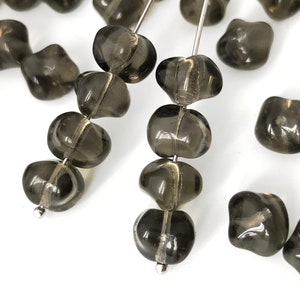 15 Vintage Gray Beads Czech Glass Nugget Spacer Bead Bohemian DIY Craft Beads 8x9 3754L CL2-8