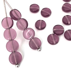 50 Purple Flat Coin Bead, 6mm Flat Disc Bead, Round Spacer, Czech Glass Bead, Pressed Bead, Bulk, A0026D AD3-8