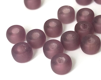 50 Purple Pony Beads Frosted Beads 6mm Crow Beads Large Hole Czech Glass Beads Matte Macrame Beads  DIY Craft Beads Wholesale 2064D CD1-4