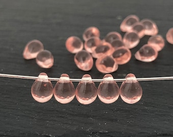 Abalorios a granel 50 cuentas de lágrima rosa Vintage vidrio checo lágrima 5x7 Boho cuentas DIY artesanía cuentas al por mayor 4187G CG4-3