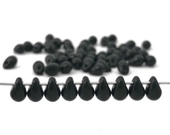 100pc 4x6 perle de larme noire, goutte noire, perle de larme de verre, perle de charme de larme, larme de verre tchèque, perle de fabrication de bijoux, 3836A CA4-8