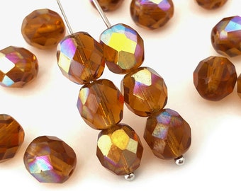 Lot De 20 Perles Facettes Bohême En Rubis AB - 8 Mm, Marque Preciosa, Fabrication Française