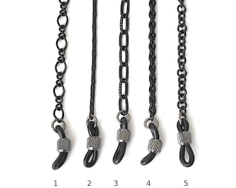 Black Eyeglass Chain, Mens Eyeglass Chain, Sunglass Chain, Eyeglass Holder Necklace, Spectacle Chain, Reading Glass Chain, EC037, LC2-4