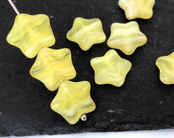 15 Yellow Star Bead Vintage Celestial Bead Christmas Bead Spacer Bead Czech Glass Bead Bohemian Bead DIY Craft Bead 12mm 4045J CJ5-7