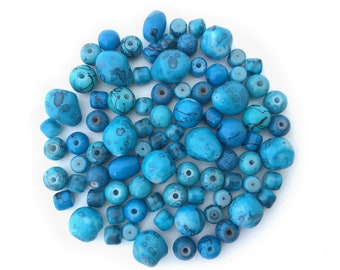 Glass Bead Mix, Turquoise Blue, Bead Soup, Assorted Bead, Spacer Bead, Bulk Lot, DIY Craft, Jewelry Making, Beading Supply, 80pcs, BM098