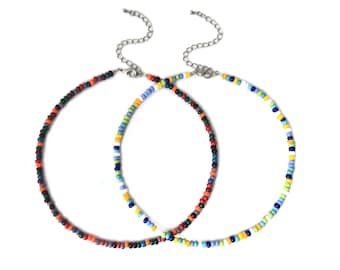 Opaque Seed Bead Choker, Boho Choker, Simple Minimalist Choker, Colorful Choker, Multicolor Bead Necklace, 6/0 Seed Bead, Gift Under 5