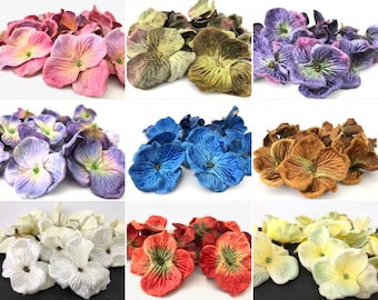 Bulk Fake Flower, Faux Hydrangea Petals, Velvet Flowers, Silk Fabric Flowers, Wedding Bouquet Wreath Decor, Hair Accessories, 30pcs, 1-7/3