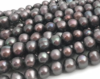 10mm Freshwater Pearl, Round Purple Pearl, Bridal Pearl, Wedding Pearl, Natural Loose Pearl, Purple Gray, DIY Jewelry, 10pcs, PB02, PB2