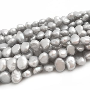 Baroque Freshwater Pearl Silver Gray, Pearl Strand, Potato Bead, Bridal Pearl, Wedding Pearl, Jewelry Pearl, 1 Strand 15&quot;, PB38, PB2