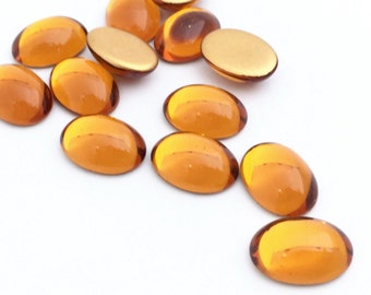 Cabochão oval de vidro, 13x18, com base plana, cabochão de vidro checo, cabochão vintage, folha de ouro, marrom topázio, atacado, 6 peças, #0019E