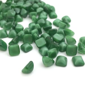 30 Small Green Cabochons, 6mm Czech Glass Cabochon, Flat Back Cabochons, Square Cabochon, Vintage Cabochon, Wholesale