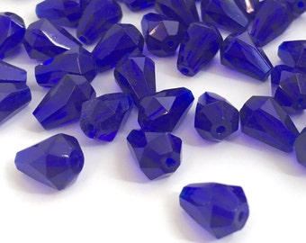 6pc 13mm Thunder Polish Crystal Cobalt Blue Teardrop Pendant Charms