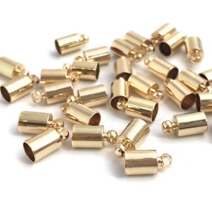 10 Cord End Cap, Leather Cord Clasp, Tassel Cap, Glue In End Cap, Gold End Cap, Necklace Clasp, Necklace Findings, 5x10, Fit 4mm, 1-8/6
