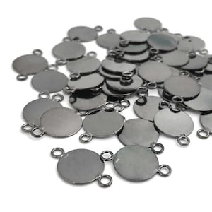 10mm Glue On Bail, Pendant Blank, Metal Connector, Cabochon Setting, Jewelry Findings, Gunmetal, Wholesale, 1-3/10