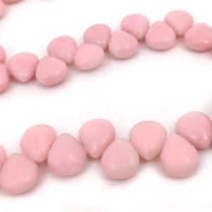 Gemstone Teardrop Charm Bead, Flat Teardrop Bead, Pink Teardrop Bead, Jade Stone Bead, Natural Stone, Semiprecious Stone, 9x10, 10pcs