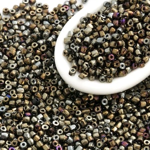 20g 12/0 Czech Seed Beads Brown Iris, Tiny Vintage Glass Bead, 3 Cut Bead, DIY Craft Bead Jewelry Making Bead, Beading Supplies, 4558, SB6-8