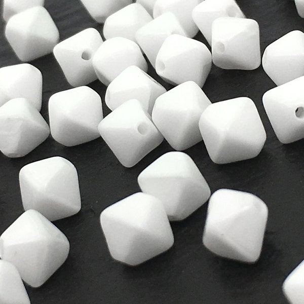 50 Opaque White Bicone Bead, 6mm Spacer Bead, Czech Pressed Glass Bead, Bohemian Bead, DIY Jewelry, 1523K CK4-7