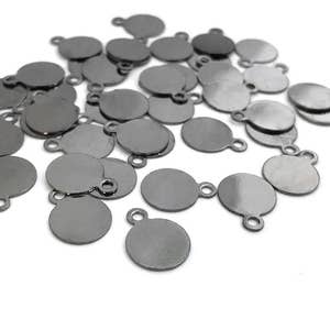 8mm Pendant Blank, Glue On Bail, Support Cabochon, Stamping Blank, Gunmetal, DIY Craft, Jewelry Findings, 1-3/10